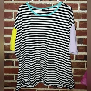 Striped Color Contrast Plus Tee 2xl